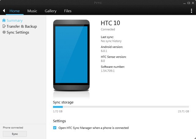 HTC Sync screenshot