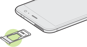 Illustration showing how to place an SD card on the tray.
