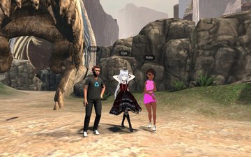 Realistic avatar, VRM avatar, and stylized character avatar standing in a virtual world