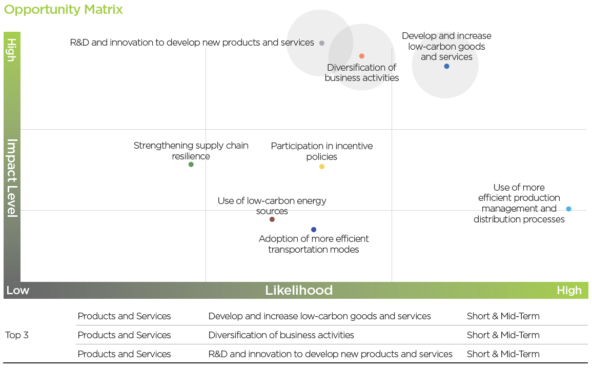 Climate change opportunity matrix