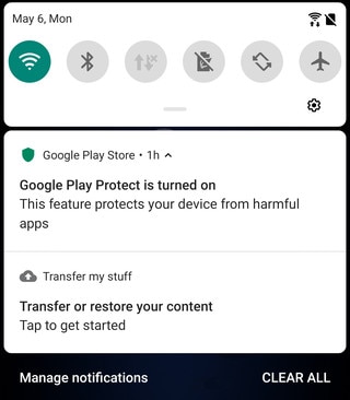 Screen showing the Notifications panel
