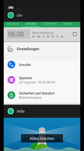 Screen showing Recent apps