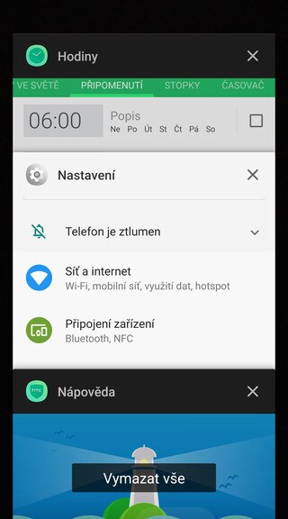 Screen showing Recent apps