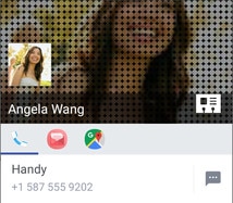 Screen showing various ways to connect with a contact by tapping their photo from the contacts list.