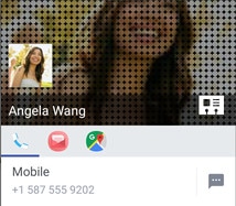 Screen showing various ways to connect with a contact by tapping their photo from the contacts list.
