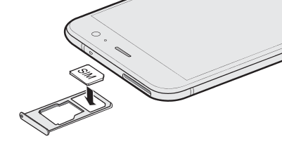 Illustration showing how to place the SIM card to the SIM card tray.