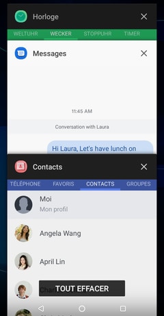 Screen showing Recent apps