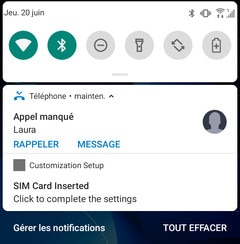 Screen showing the Notifications panel