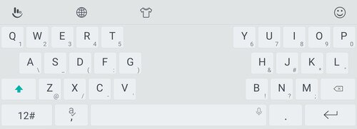 Screen showing a split TouchPal keyboard.