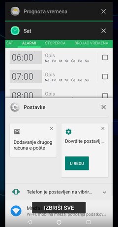Screen showing Recent apps