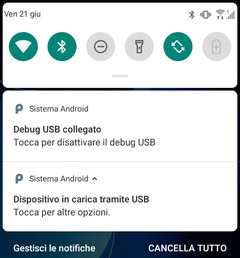 Screen showing the Notifications panel