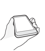 Illustration showing how to wake the phone and go directly to the HTC BlinkFeed screen by lifting it up and immediately swiping right from the left side of the screen.