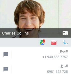 Screen showing various ways to connect with a contact by tapping their photo from the contacts list.