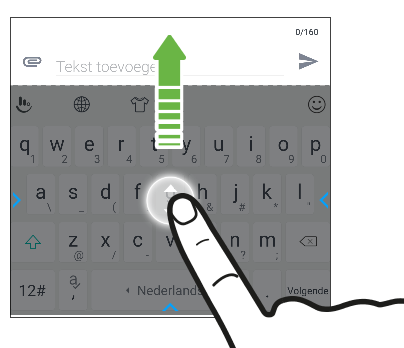 Screen showing how to move the TouchPal keyboard using an upward finger gesture.