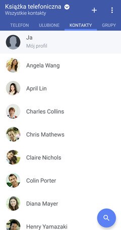 Screen showing your phonebook with all your contacts listed.