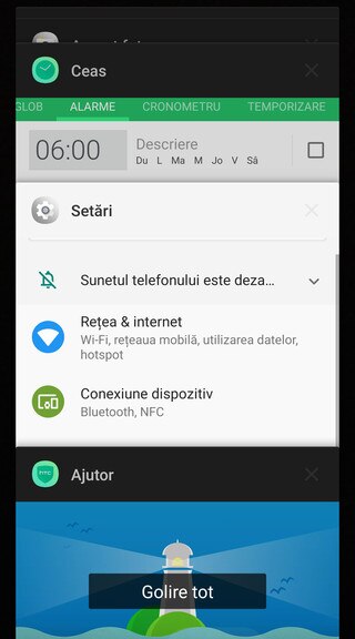 Screen showing recently used apps.