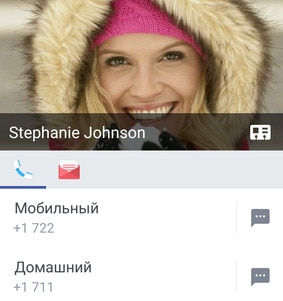 Screen showing various ways to connect with a contact by tapping their photo from the contacts list.