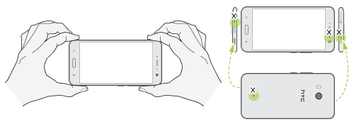 Illustration showing the proper handling of the phone when taking videos with hi-res or 3D audio.