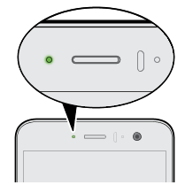 Illustration showing the location of the Notification LED.
