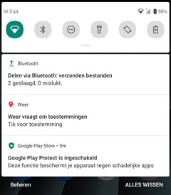 Screen showing the Notifications panel