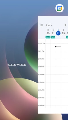 Screen showing Recent apps