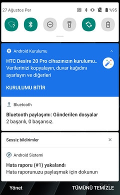 Screen showing the Notifications panel