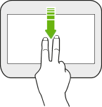 Image illustrating swiping down with two fingers on the screen.