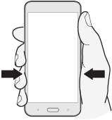 显示握压手机的哪个区域能够启动 Edge Sense 边框触控的图示。