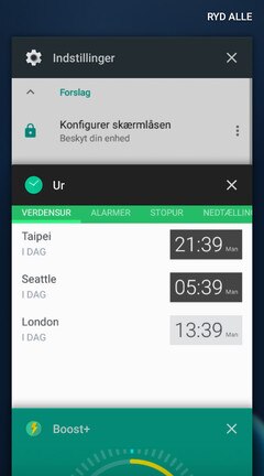 Screen showing Recent apps