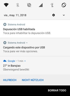 Screen showing the Notifications panel