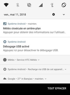 Screen showing the Notifications panel