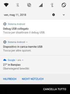 Screen showing the Notifications panel