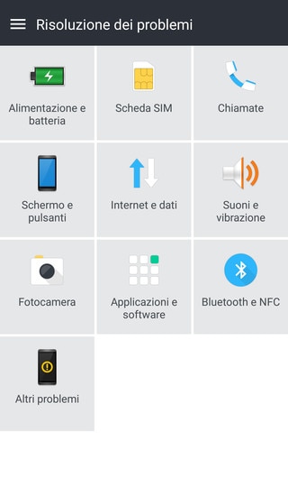 Schermata risoluzione dei problemi HTC Guida