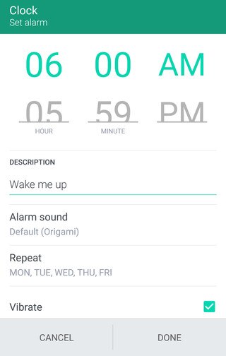 Image showing how to set an alarm.