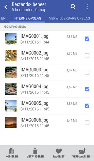 Screenshot geselecteerde bestanden Bestandsbeheer