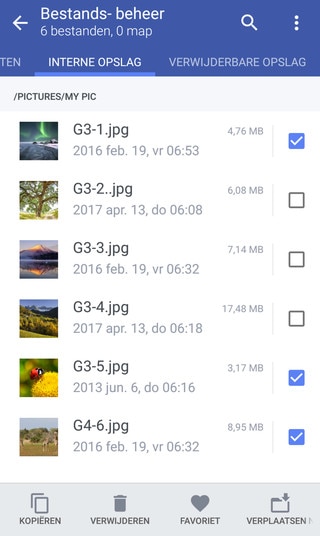 Screenshot geselecteerde bestanden Bestandsbeheer