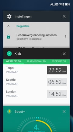 Screen showing Recent apps
