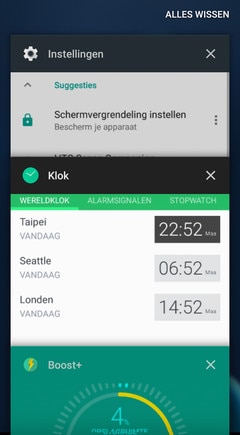 Screen showing Recent apps