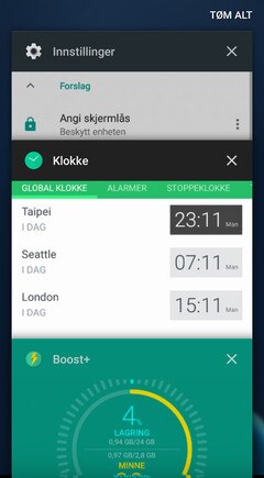 Screen showing Recent apps