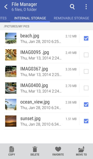 File Manager select files screenshot