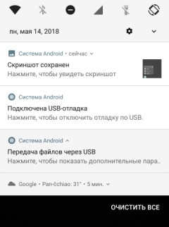 Screen showing the Notifications panel