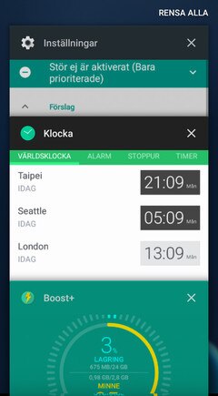 Screen showing Recent apps