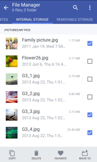 File Manager select files screenshot
