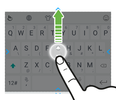 Screen showing how to move the TouchPal keyboard using an upward finger gesture.