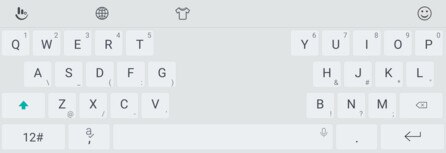Screen showing a split TouchPal keyboard.
