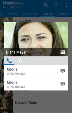 Image showing an example of a quick contacts screen.