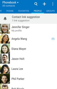Image showing the contacts tab in the People app.