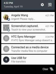 Image showing an example of the notifications panel open.