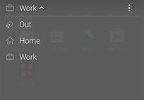 An image showing how to change locations in the Sense Home widget.
