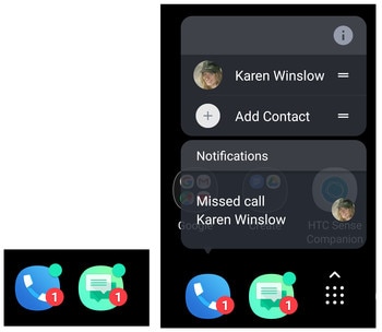 Screen showing the app icon badges and available options when you press and hold the app icon.